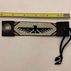Leather Cuff Bracelet; Mini Thunderbird festival native